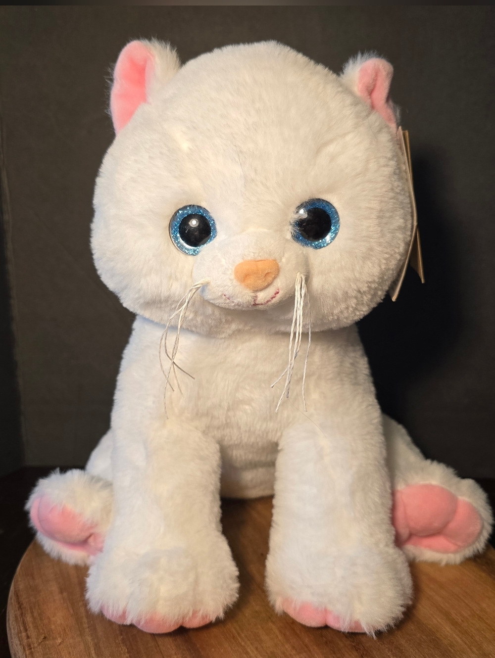 White Cat Plush Toy The Bear Factory Plush 12" Vintage 2001 Made Recycled Fibric